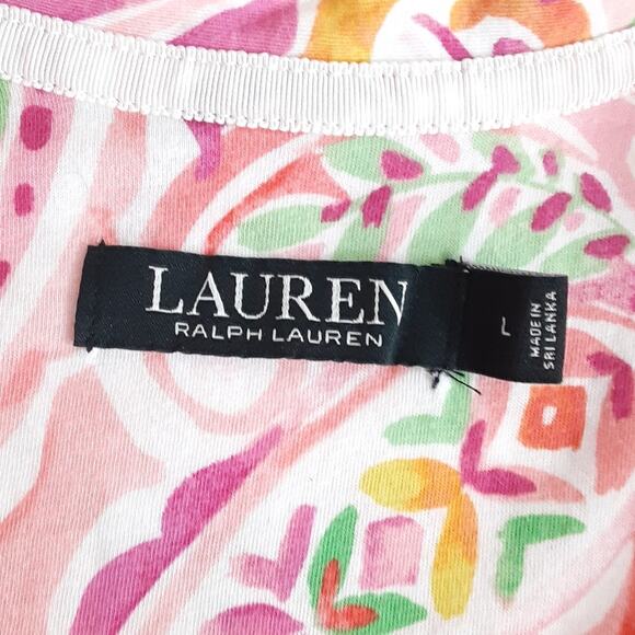 Lauren Ralph Lauren Black Label Boxer Pajama Set Button Up Pink Paisley Womens L - Picture 11 of 16